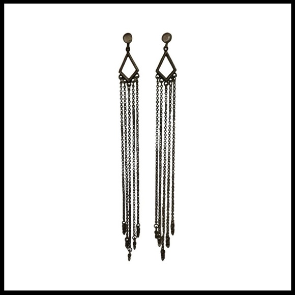 2/$44 Elegant Dark Alloy Festival Dangle Fringe Tassel Drop Earrings - Picture 2 of 8